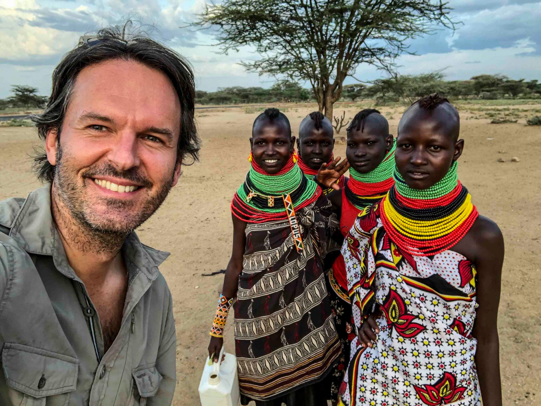 John Haskew with the Mlima team in the Maasai Mara